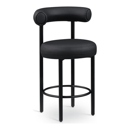 Bordeaux Vegan Leather Upholstered Counter Stool in Black
