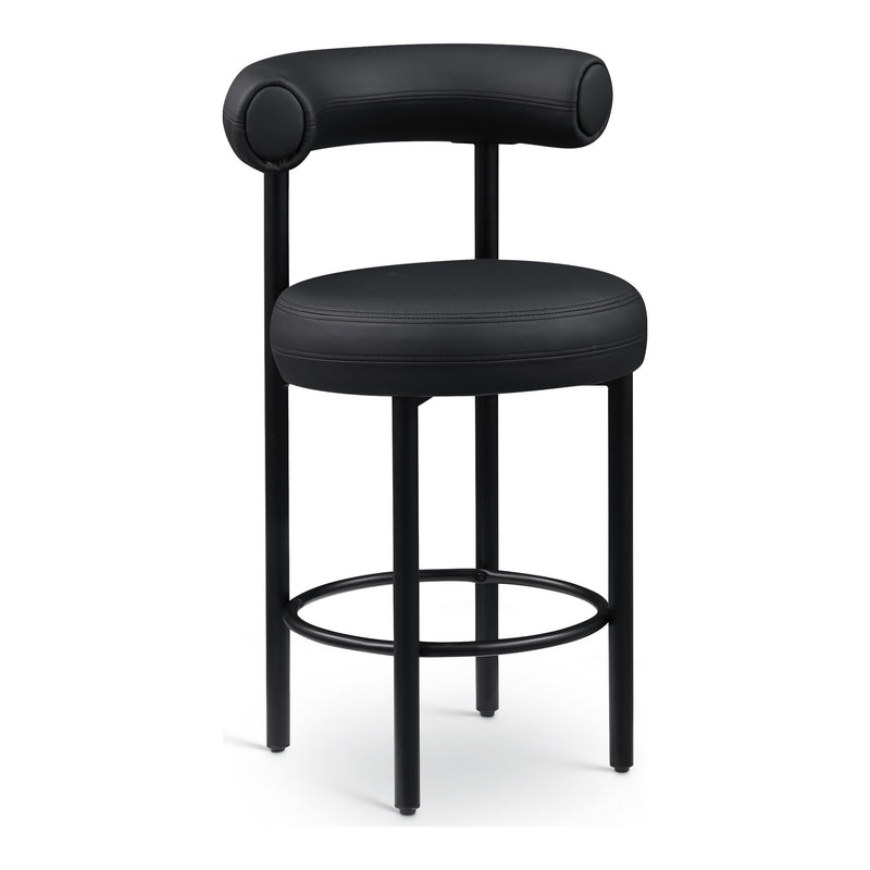 Bordeaux Vegan Leather Upholstered Counter Stool in Black