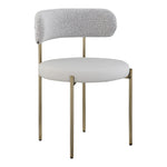 Beacon Vegan Leather And Boucle Fabric Upholstered Dining Chair in Taupe