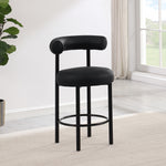 Bordeaux Vegan Leather Upholstered Counter Stool in Black