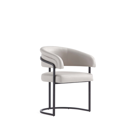 Augusta Vegan Leather Metal Dining Chair in Light Gray