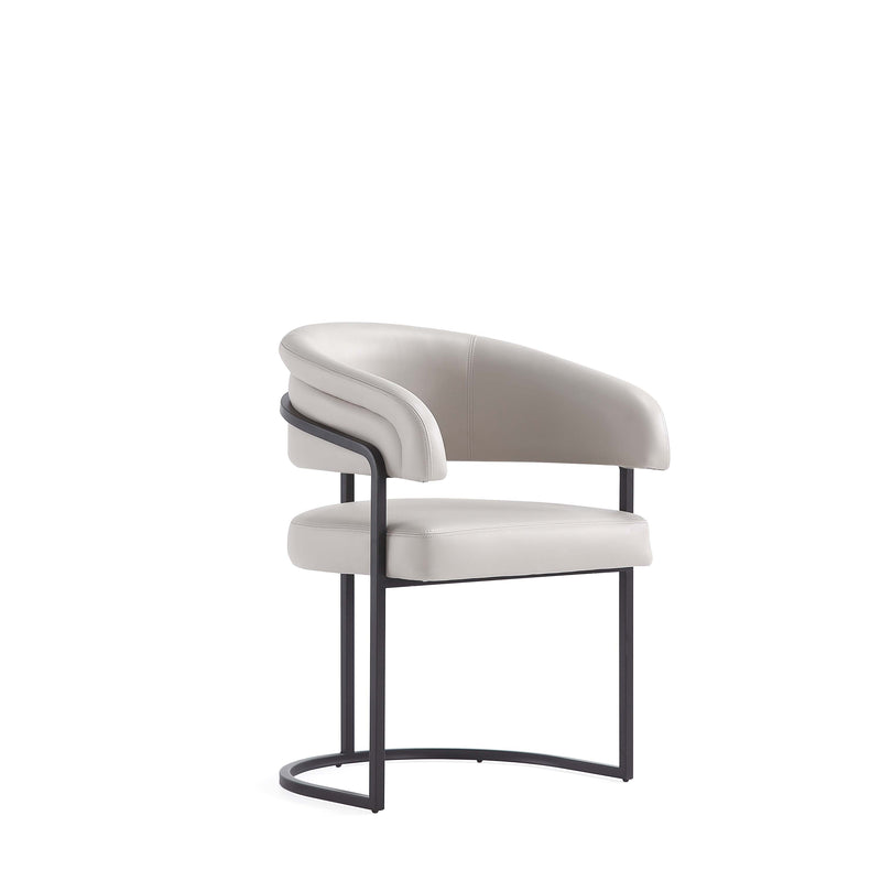 Augusta Vegan Leather Metal Dining Chair in Light Gray