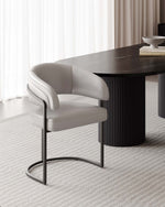 Augusta Vegan Leather Metal Dining Chair in Light Gray