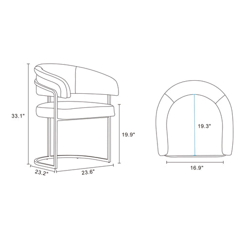 Augusta Vegan Leather Metal Dining Chair in Light Gray