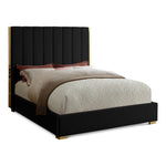 Becca Velvet Upholstered King Bed in Black