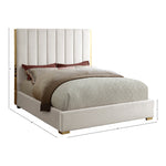Becca Velvet Upholstered King Bed in Cream