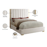 Becca Velvet Upholstered King Bed in Cream