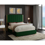 Becca Velvet Upholstered King Bed in Green