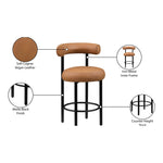 Bordeaux Vegan Leather Upholstered Counter Stool in Cognac
