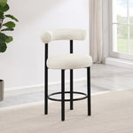 Bordeaux Vegan Leather Upholstered Counter Stool in Cream