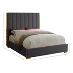 Becca Velvet Upholstered King Bed in Grey