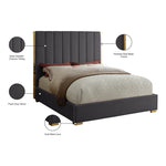 Becca Velvet Upholstered King Bed in Grey