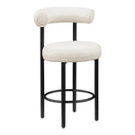 Bordeaux Vegan Leather Upholstered Counter Stool in Cream