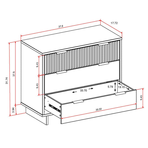 Granville 38" Dresser (3-Drawer) in White