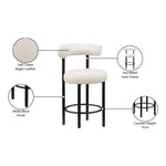 Bordeaux Vegan Leather Upholstered Counter Stool in Cream