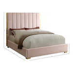 Becca Velvet Upholstered King Bed in Pink