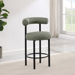 Bordeaux Vegan Leather Upholstered Counter Stool in Green