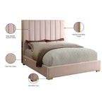 Becca Velvet Upholstered King Bed in Pink