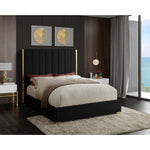 Becca Velvet Upholstered Queen Bed in Black
