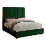 Becca Velvet Upholstered Queen Bed in Green