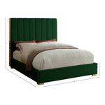 Becca Velvet Upholstered Queen Bed in Green