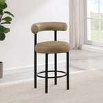 Bordeaux Vegan Leather Upholstered Counter Stool in Tan