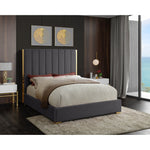 Becca Velvet Upholstered Queen Bed in Grey