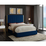 Becca Velvet Upholstered Queen Bed in Navy