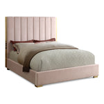 Becca Velvet Upholstered Queen Bed in Pink