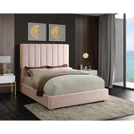 Becca Velvet Upholstered Queen Bed in Pink