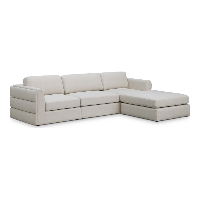 Beckham 114" Linen Textured Fabric Upholstered 4pc. Modular Sectional in Beige