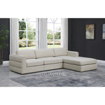 Beckham 114" Linen Textured Fabric Upholstered 4pc. Modular Sectional in Beige
