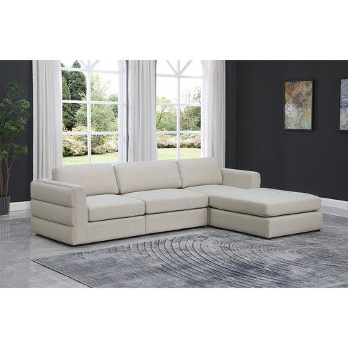 Beckham 114" Linen Textured Fabric Upholstered 4pc. Modular Sectional in Beige