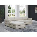Beckham 114" Linen Textured Fabric Upholstered 4pc. Modular Sectional in Beige
