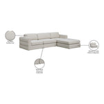 Beckham 114" Linen Textured Fabric Upholstered 4pc. Modular Sectional in Beige