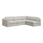 Beckham 114" Linen Textured Fabric Upholstered 4pc. Modular Sectional in Beige