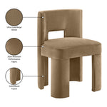 Zuno Velvet Performance Fabric Upholstered Dining Chair in Beige