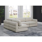 Beckham 114" Linen Textured Fabric Upholstered 4pc. Modular Sectional in Beige