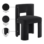 Zuno Velvet Performance Fabric Upholstered Dining Chair in Black