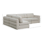 Beckham 114" Linen Textured Fabric Upholstered 4pc. Modular Sectional in Beige