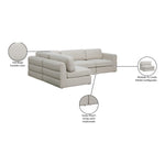 Beckham 114" Linen Textured Fabric Upholstered 4pc. Modular Sectional in Beige