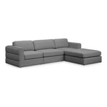 Beckham 114" Linen Textured Fabric Upholstered 4pc. Modular Sectional in Grey