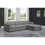 Beckham 114" Linen Textured Fabric Upholstered 4pc. Modular Sectional in Grey