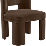 Zuno Velvet Performance Fabric Upholstered Dining Chair in Brown