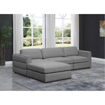 Beckham 114" Linen Textured Fabric Upholstered 4pc. Modular Sectional in Grey