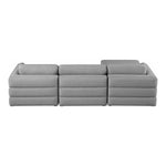 Beckham 114" Linen Textured Fabric Upholstered 4pc. Modular Sectional in Grey