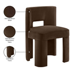 Zuno Velvet Performance Fabric Upholstered Dining Chair in Brown