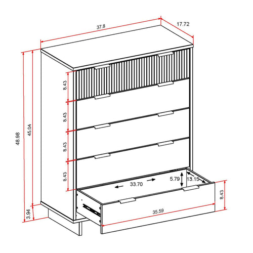 Granville 38" Chest (5-Drawer) in White
