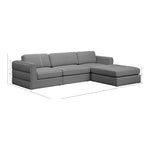 Beckham 114" Linen Textured Fabric Upholstered 4pc. Modular Sectional in Grey
