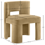 Zuno Velvet Performance Fabric Upholstered Dining Chair in Camel